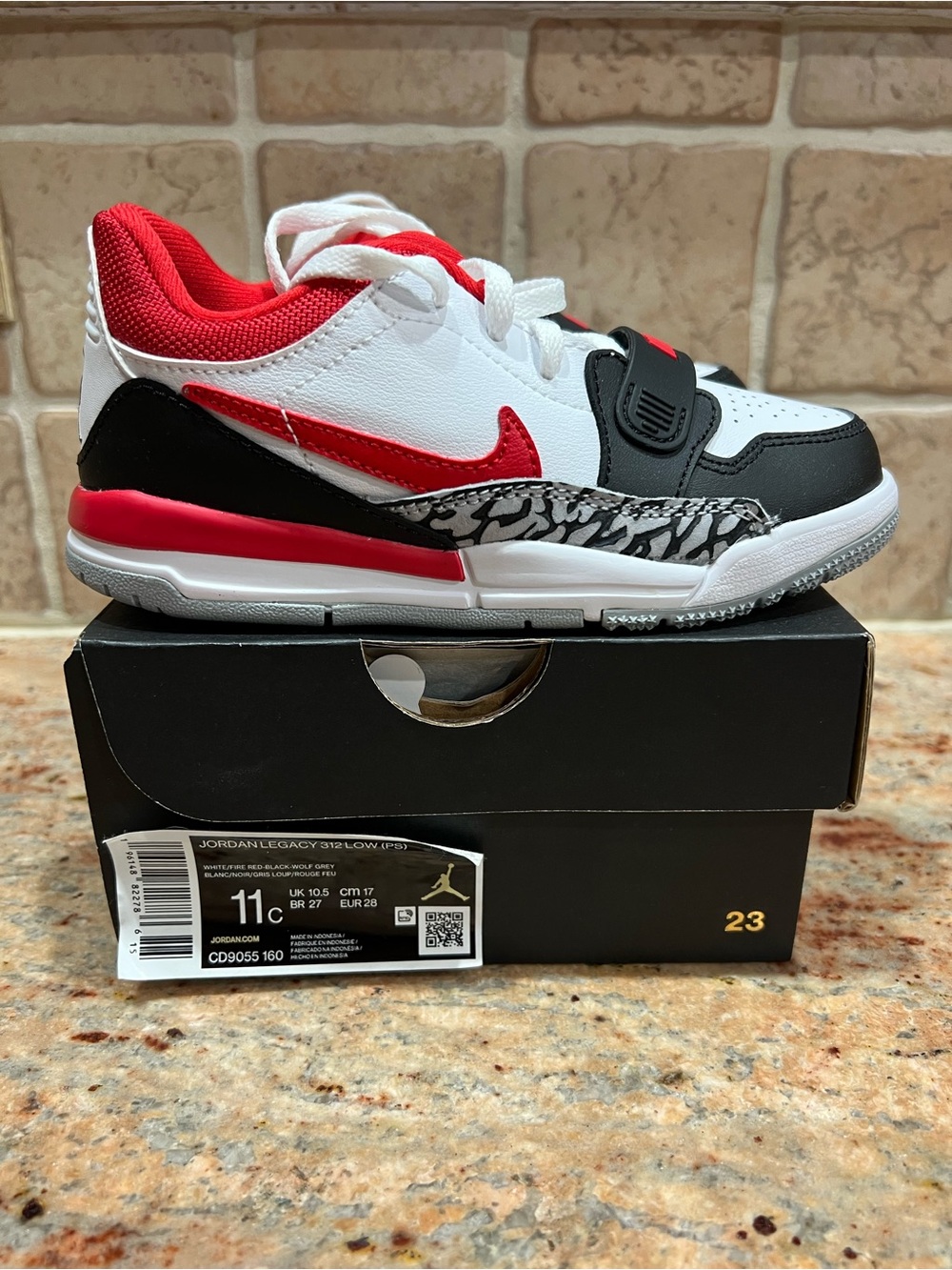 Jordan Kids' Sneakers in White, Red & Black